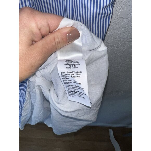 J. CREW Sleeveless A-Line Dress 2 NEW Seersucker Blue Striped Cotton Tiered 1A - Picture 7 of 12